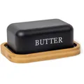 Produktbild: Butterdose Butterglocke Edelstahl Schwarze Bambusdeckel 250 g