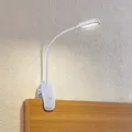 Produktbild: Prios LED-Klemmleuchte Najari, weiß, Akku, USB, dimmbar
