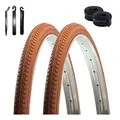 Produktbild: 2 x Kenda K-142 Fahrradreifen Fahrradmantel Braun 40-635 (28 x 1 1/2) + 2 x Schläuche DV inkl. Reifenheber