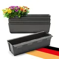 Produktbild: BigDean 4er Set Paletten Blumenkästen - Einsatz - mit Hängesystem zum Einhängen - 37cm anthrazit - Pflanzkasten für Europalette Balkonkasten Blumentopf - aus recyceltem PP-Kunststoff