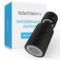 Produktbild: Bächlein Universal Wasserhahn-Aufsatz in matt schwarz gerade mit zwei Strahlarten - drehbarer Wasserhahn-Luftsprudler für Küchenarmaturen