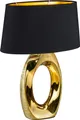 Produktbild: Große Tischleuchte Keramikfuß goldfarbig mit Stoffschirm in schwarz Höhe 52cm