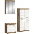 Produktbild: Badkombination Wave m. Standschrank Weiß Hochglanz/Nox Oak 149 cm 3-tlg.