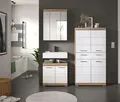 Produktbild: Wave Badmöbelset W2 Weiß hochglanz, Eiche Nachbildung.