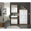 Produktbild: Mid.you Badezimmer, Eiche, Weiß Hochglanz, Kunststoff, 3-teilig, 9 Fächer, 1 Schublade(n) Schubladen, 134 cm, FSC Mix, stehend, Badezimmer, Badmöbelsets & Badmöbelserien, Badmöbel-Sets