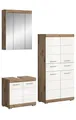 Produktbild: xonox.home - Badkombination Wave 149x191x34 cm in Nox Eiche und weiß hochglanz - Badset Badmöbel Badezimmerkombination - erstklassige Qualität