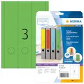 Produktbild: HERMA 5139 Ordnerrücken Etiketten lang breit, 20 Blatt, 61 x 297 mm, 3 pro A4 Bogen, 60 Stück, selbstklebend, bedruckbar, blickdicht, blanko Papier Ordneretiketten Rückenschilder Aufkleber, grün