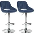 Produktbild: CLP 2er Set Barhocker Milet Samt blau/Metall in Chromoptik