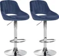 Produktbild: CLP 2er Set Barhocker Milet Samt drehbar und höhenverstellbar,blau Metall in Chromoptik