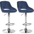 Produktbild: CLP 2er Set Barhocker Milet Mit Samt-Bezug I Drehbarer Barstuhl Mit Lehne Und Fußstütze
