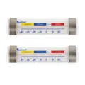 Produktbild: Lantelme 2 Stück Kühlschrankthermometer Edelstahl mit Haken und Saugnapf Temperatur von -40°C bis 24°C | Anbringung waagrecht | Analog Thermometer Set für Kühlschrank Gefrierschrank Kühltheke