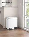 Produktbild: SONGMICS Mülleimer Küche, 2 x 15 L, Mülltrennsystem, Abfalleimer aus Metall, Treteimer mit Inneneimern und Griffen, Mülltrennung, Softclose, luftdicht, weiß LTB30WT