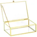 Produktbild: QWORK® Goldene Schmuckbox, Schmuckkoffer, Schmuckaufbewahrung mit Deckel, 15x10x5cm Vintage Schmuckbox