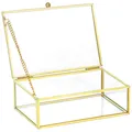 Produktbild: ® Goldene Schmuckbox, Schmuckkoffer, Schmuckaufbewahrung mit Deckel, 15x10x5c...