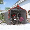 Produktbild: Thananddo Fahrradgarage 157x218x166cm, Gartenschuppen Geräteschuppen Lagerzelt Carport Gerätezelt, Dunkelgrau
