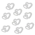 Produktbild: Oblique-Unique® 100 Stk Deko Doppel Herzen - Farbwahl (Silber Glitzereffekt)