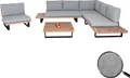 Produktbild: Garten-Garnitur mit Sessel HWC-H54, Lounge-Set Sofa, Spun Poly Akazie Holz Aluminium hellbraun, Polster hellgrau
