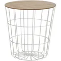 Produktbild: Spetebo - Korb Beistelltisch Metall Weiß - Ø 39 Cm - Deko Couchtisch Mit Holz Deckel