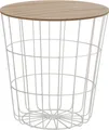 Produktbild: Metall Korbtisch mit Holz Platte 39 cm - 3 Farben - Beistell Deko Couch Tisch