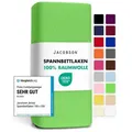 Produktbild: Jacobson Spannbettlaken aus 100% Baumwolle, Jersey Bettlaken 160 g/m2, Spannbetttuch mit Gummizug, OEKO-TEX®, pflegeleicht, viele Farben grün 120 - 130 cm x 200 cm