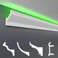 Produktbild: HEXIM LED Stuckleisten Sparpakete - Indirekte Beleuchtung mit Deckenleisten aus PU, leicht & lichtundurchlässig- (2m LED-10) Zierleisten Zubehör Wand