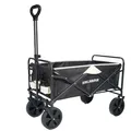 Produktbild: Kirkjubøur® Faltbarer Bollerwagen 90 x 52 x 55 cm, Handwagen für bequem Transport mit 100 Liter Volumen, belastbar bis 110 kg und 360° drehbaren Vorderreifen (Schwarz)