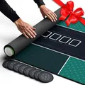 Produktbild: Newverest Poker Tischauflage Texas Hold’em 180 x 90 cm – Casino Matte für bis zu 10 Spieler, Spielabende zu Hause | Poker Matte mit Reißverschlusstasche, 8 Untersetzer & Geschenkbox