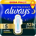 Produktbild: Always Ultra Damenbinden Größe 5 Starke Periode mit Flügeln Saugfähig 20 Stück