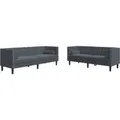 Produktbild: vidaXL 2-Tlg Chesterfield-Sofa-Set mit Nackenrollen Dunkelgrau Samt 2157909