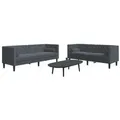 Produktbild: vidaXL 2-tlg. Chesterfield-Sofa-Set mit Nackenrollen Dunkelgrau Samt
