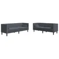Produktbild: vidaXL Chesterfield Sofa Set mit Nackenrollen 2-TLG., Sofagarnitur mit Kissen, Sitzgruppe für Wohnzimmer, Polstersofa Couch Sessel, Dunkelgrau Samt