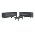 Produktbild: vidaXL Chesterfield-Sofa, 2-tlg. Chesterfield-Sofa-Set mit Nackenrollen Dunkelgrau Samt