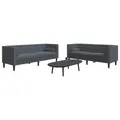 Produktbild: 2-tlg. Chesterfield-Sofa-Set mit Nackenrollen Dunkelgrau Samt