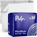 Produktbild: 30 x PULP Krankenunterlagen 60x90cm | Hoch Saugfähig, Einweg Inkontinenz Bettunterlage | Wickelunterlage Für Babys | Inkontinenzauflagen Und Bettunterlage Wasserdicht Für Erwachsene, Baby's Haustiere