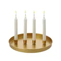 Produktbild: MACOSA CP676 Kerzenteller Gold rund Metall 25 cm modern Elegantes Adventsgesteck 4 Kerzenhalter Tischdekoration Advent Weihnachtsdeko Metallkranz Adventskranz (Gold)