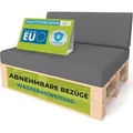 Produktbild: Pillows24 - Palettenkissen mit abnehmbarem Bezug - 2ER SET | Polster für Europaletten 120x80 Sofa - Wasserfest - Outdoor/Indoor | Dunkelgrau - Grau