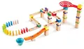 Produktbild: Hape Rasante Murmelbahn mit Domino - Kugelbahn aus Holz, Konstruktionsspielzeug, Lernspielzeug und Konstruktionsset mit Murmeln und Domino-Action, für Kinder ab 3 Jahren