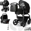 Produktbild: Bergsteiger Capri Kombikinderwagen 4-in-1 – Babywanne, Sportsitz, i-Size Babyschale & Isofix-Station, Luftreifen, höhenverstellbar, faltbar, Zubehör