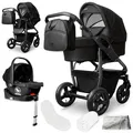 Produktbild: Bergsteiger Capri Kombikinderwagen 4-in-1 – Babywanne, Sportsitz, i-Size Babyschale & Isofix-Station, Luftreifen, höhenverstellbar, faltbar, Zubehör