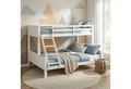 Produktbild: Homestyle4u Kinderbett 90x200 140x200 Kinderbett Weiß Grau Geschwister Kinderzimmer Hochbett (Komplett-Set mit 2x Lattenrost, mit 2x Lattenrost), Weiß, Stockbett, 2 Liegeflächen, mit Rausfallschutz