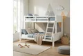 Produktbild: Homestyle4u Etagenbett 90x200 140x200 Weiß Grau Geschwister Lattenrost Kinderzimmer Hochbett (Komplett-Set mit 2x Lattenrost, mit 2x Lattenrost), Weiß, Stockbett, 2 Liegeflächen, mit Rausfallschutz
