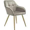 Produktbild: TECTAKE Stuhl Marilyn, Samtoptik, gesteppt  pro Stücktaupe/gold
