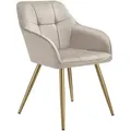 Produktbild: tectake Esszimmerstuhl, Taupe, Gold, Kunststoff, Pappel, 58x82x62 cm, Esszimmer, Stühle, Esszimmerstühle, Armlehnenstühle