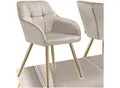 Produktbild: tectake® Esszimmerstuhl, gepolstert, in Samtoptik, gesteppt, schlanke, goldene Stahlbeine, 58 x 62 x 82 cm