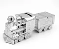 Produktbild: Brillibrum Design Kinder Spardose Zug Milchzahndose versilbert Lockendose Taufgeschenk Sparschwein Lokmotive (Ohne Gravur)