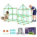 Produktbild: VEVOR Festungsbausatz für Kinder, 140-teiliges im Dunkeln leuchtendes STEM-Bauspielzeug, pädagogisches Geschenk für 4 5 6 7 8+ Jahre alte Jungen und Mädchen, Spielzelt für drinnen und draußen, Konstruktionsspielzeug mit 96 Stäben und 44 Bällen
