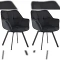 Produktbild: CLP 2er Set Esszimmerstuhl Jordi Samt schwarz