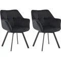 Produktbild: CLP - 2er Set Esszimmerstuhl Jordi Samt schwarz