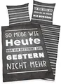 Produktbild: Herding Young Collection Bettwäsche-Set, Wendemotiv mit Spruch, Bettbezug 135 x 200 cm, Kopfkissenbezug 80 x 80 cm, Baumwolle/Renforcé, Grau