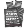 Produktbild: Herding Sprüche Bettwäsche 80x80+135x200 cm So müde schwarz Bettbezug Baumwolle